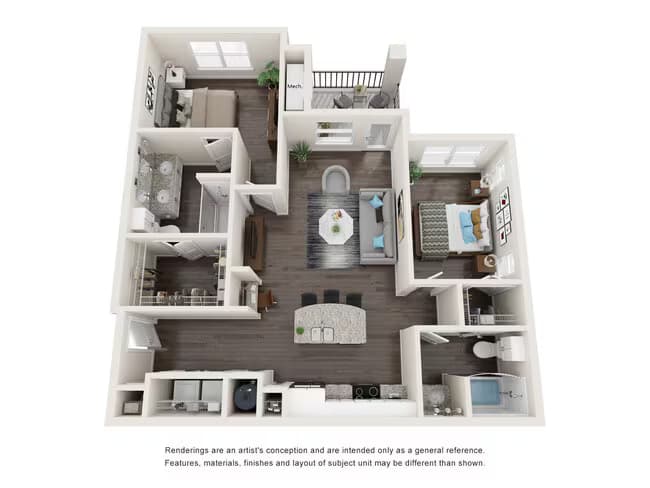 2 Beds • 2 Bath 1302 floor plan