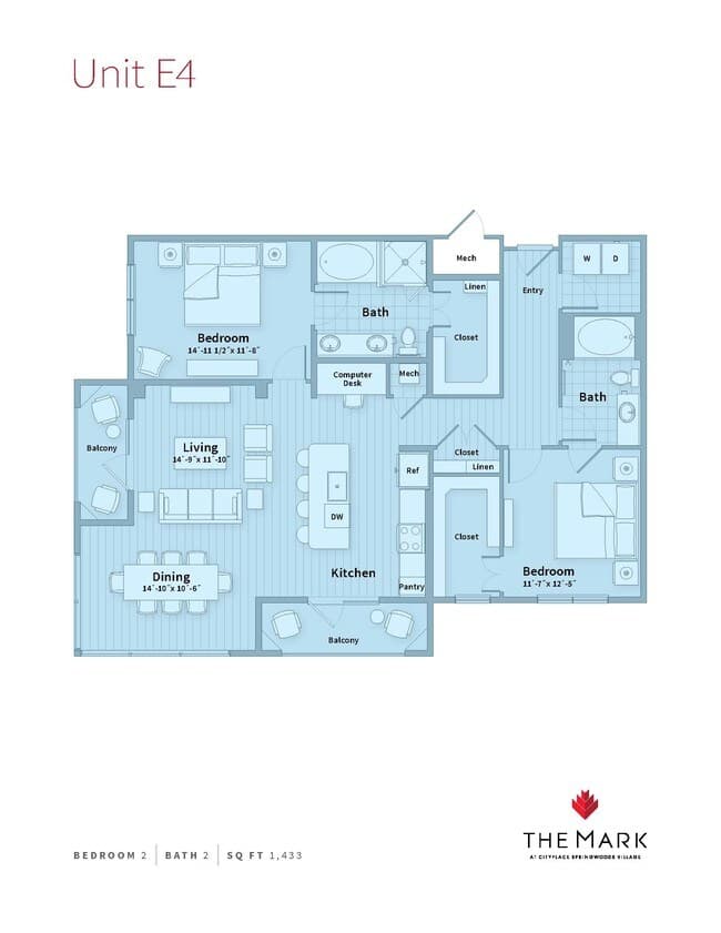 Unit E4 622 floor plan