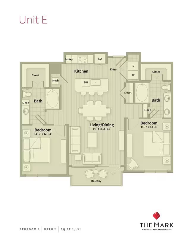 Unit E 623 floor plan