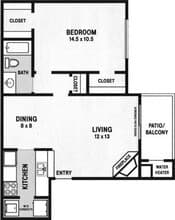 1Bed 1Bath 208 floor plan