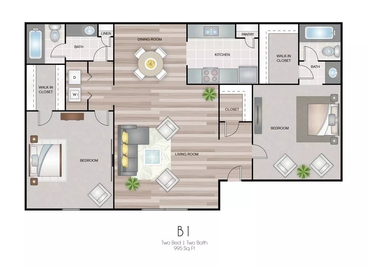 2 Beds • 2 Bath 706 floor plan