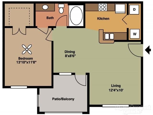1 Bed • 1 Bath 1535 floor plan