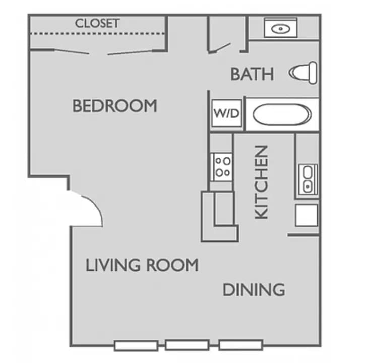 0 Bed 1 Bath 618 floor plan