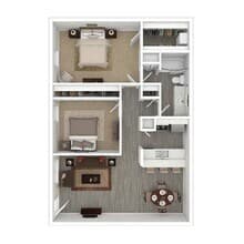 2 Beds • 1 Bath 3124 floor plan