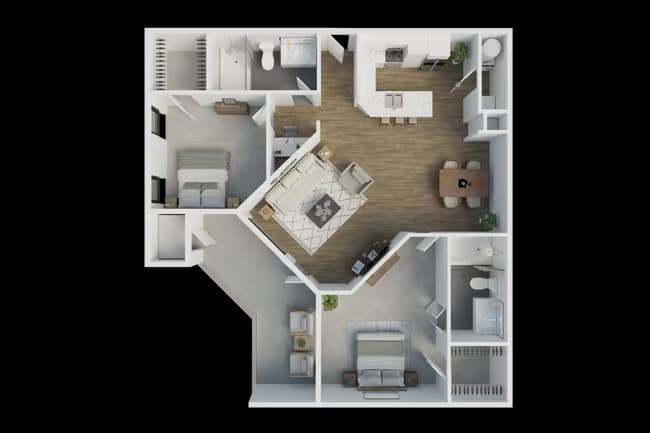 2 Beds • 2 Bath 1823 floor plan