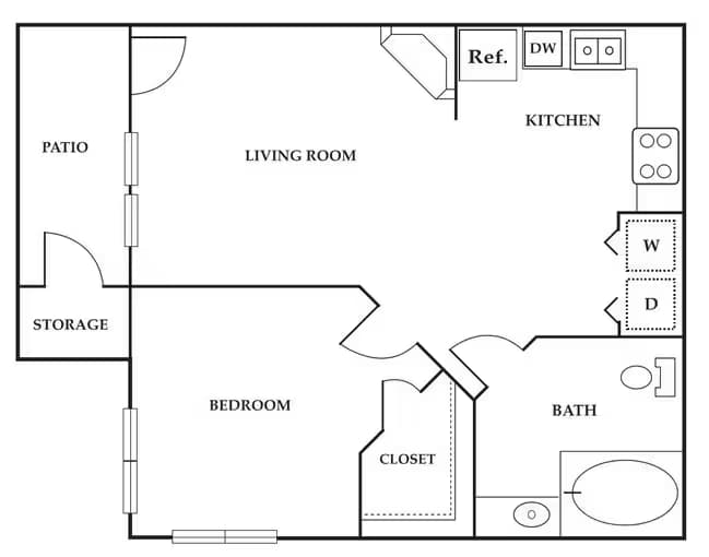 One Bedroom 00-3613 floor plan