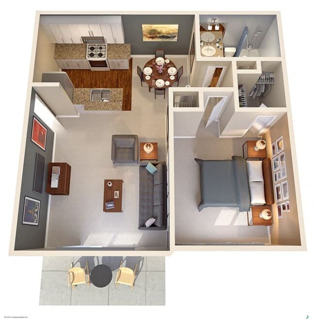1 bed/1 bath 3012 floor plan