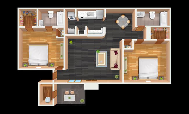 2x2 Deluxe 406 floor plan