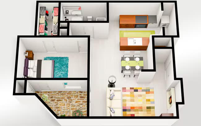 2 Beds • 1 Bath 206 floor plan