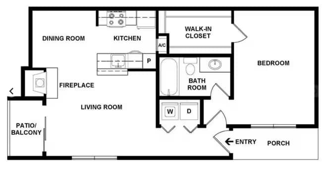 1 Bed • 1 Bath 0027 floor plan