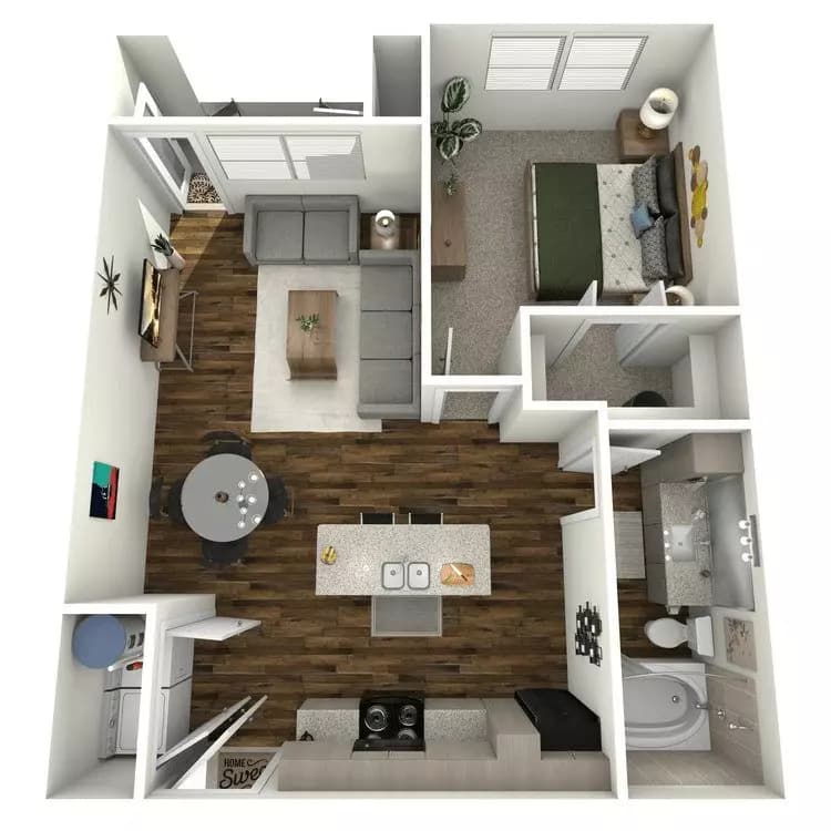 1 Bed, 1 Bath (80% Income Restricted) 01-5308 floor plan