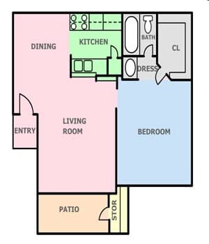 One Bed / One Bath 1310 floor plan