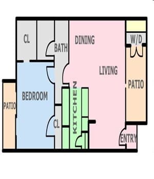 One Bed / One Bath 3301 floor plan