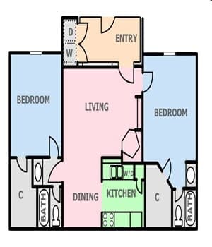 Two Bed / Two Bath 2812 floor plan