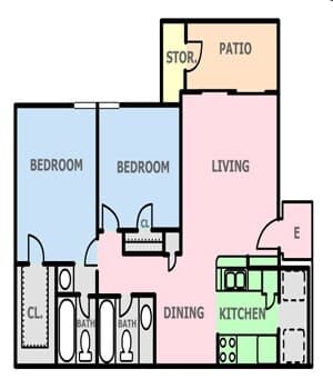 Two Bed / Two Bath 2712 floor plan