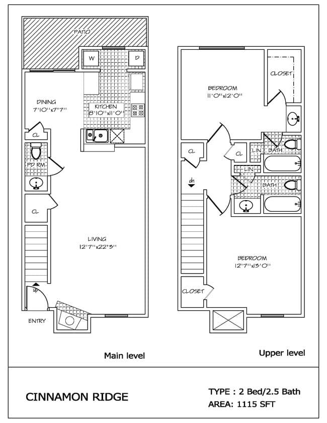 Two Bed / Two and a Half Bath - Townhome 403 floor plan