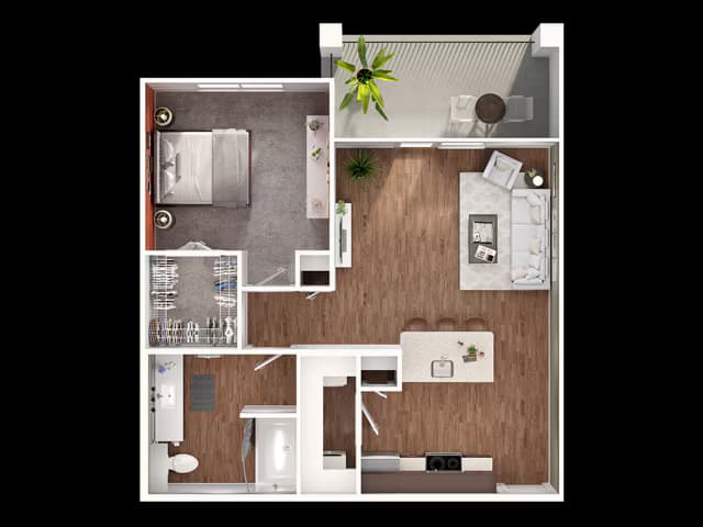 1 Bed, 1 Bath (60% Income Restricted) 11102 floor plan