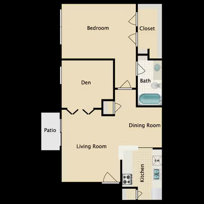 2 Beds • 1 Bath 2109 floor plan