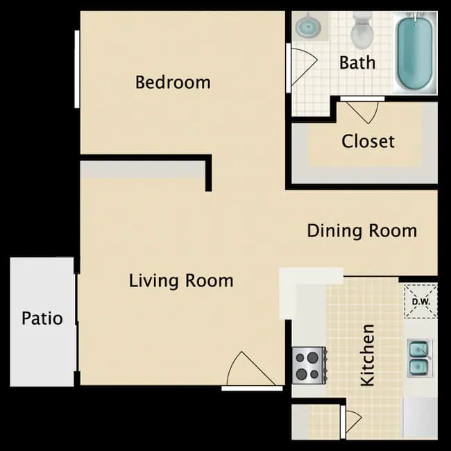 Studio • 1 Bath 2001 floor plan