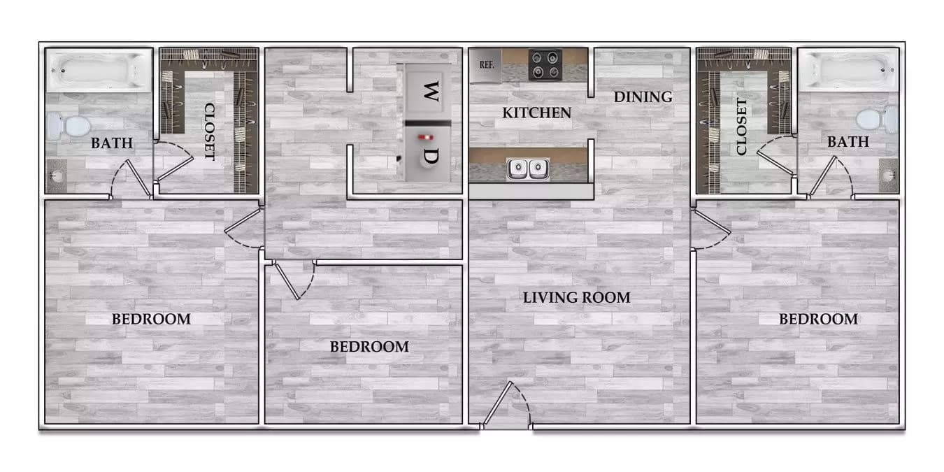 3x2 1010 SF 1-1308 floor plan