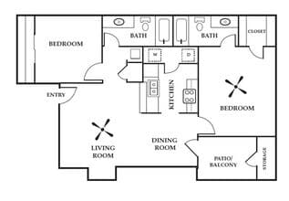 Charming Two Bdrm 2-212 floor plan