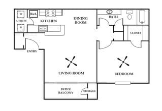 Spacious One Bdrm 6-601 floor plan
