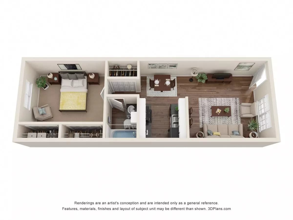 1 Bed • 1 Bath 610 floor plan