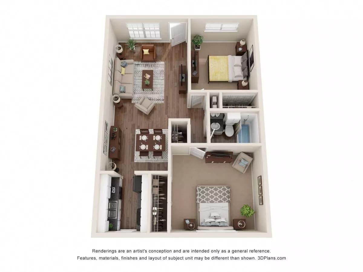 2 Beds • 1 Bath 253 floor plan