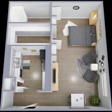 1 Bedroom / 1 Bathroom Gold 27A floor plan