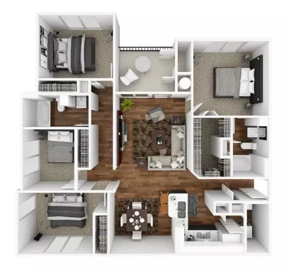 4 Beds • 2 Bath 217 floor plan