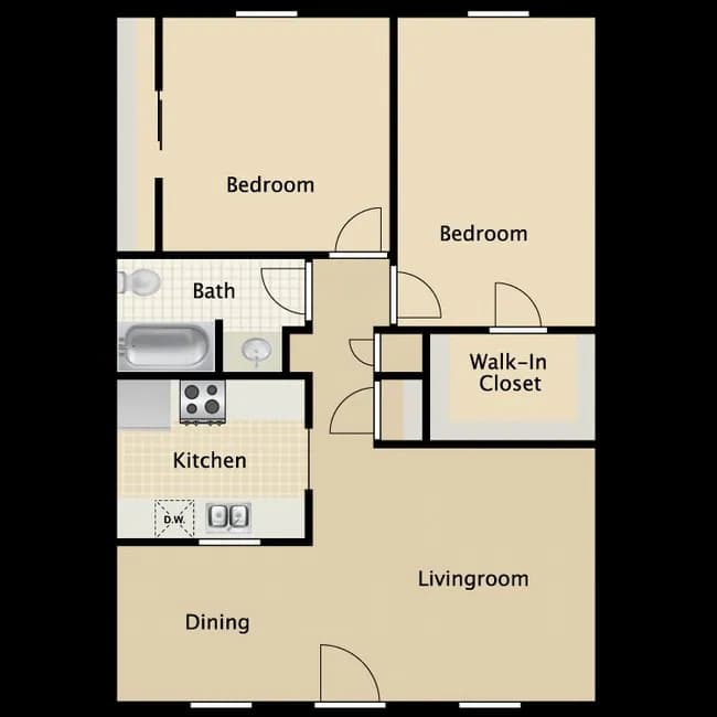 1 Bed • 1 Bath 25 floor plan