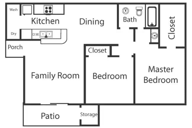 2 Beds • 2 Bath 1122 floor plan