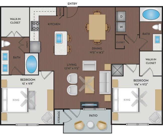 2 Beds • 2 Bath 333 floor plan