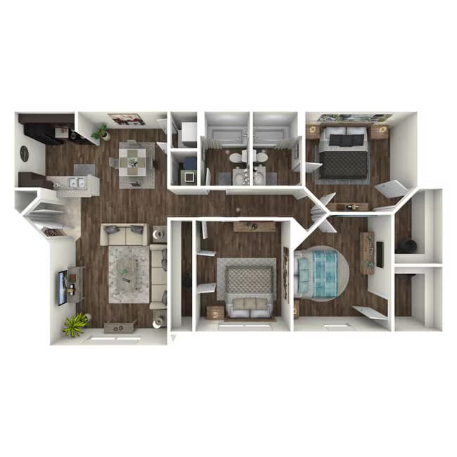 3 Beds • 2 Bath floor plan