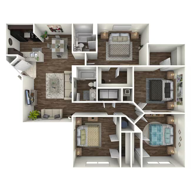4 Bed 2 Bath floor plan