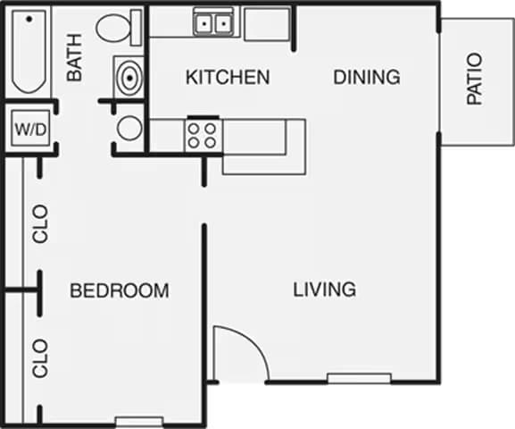 1 Bed • 1 Bath 108 floor plan
