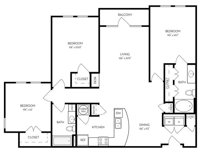 3 Beds • 2 Bath 4116 floor plan