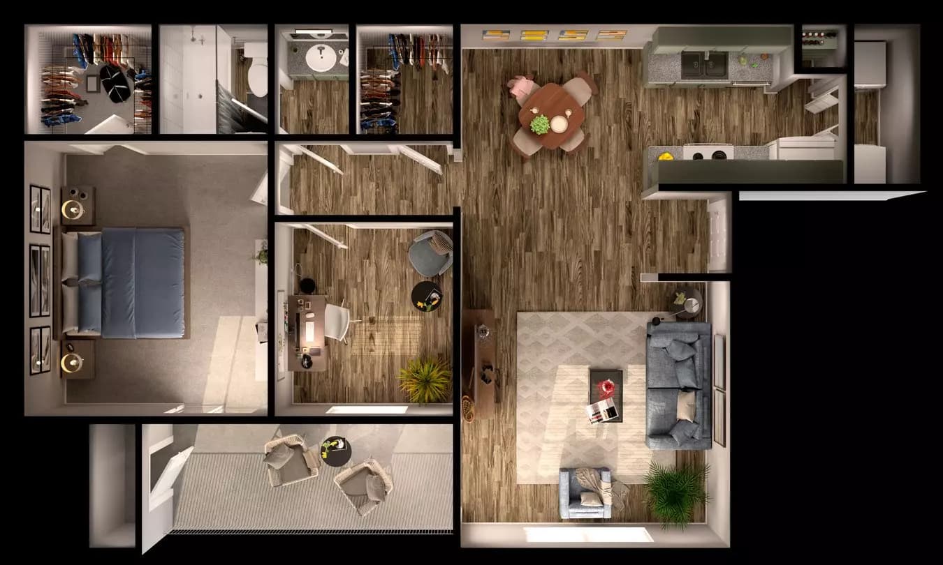 2 Beds • 1 Bath 0103 floor plan