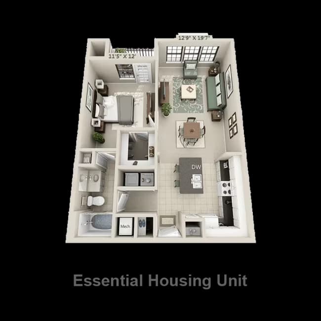 Unit E1093 floor plan