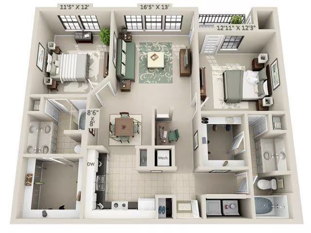 Unit E1030 floor plan
