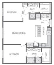 B4 2Bed 2Bath 2301 floor plan