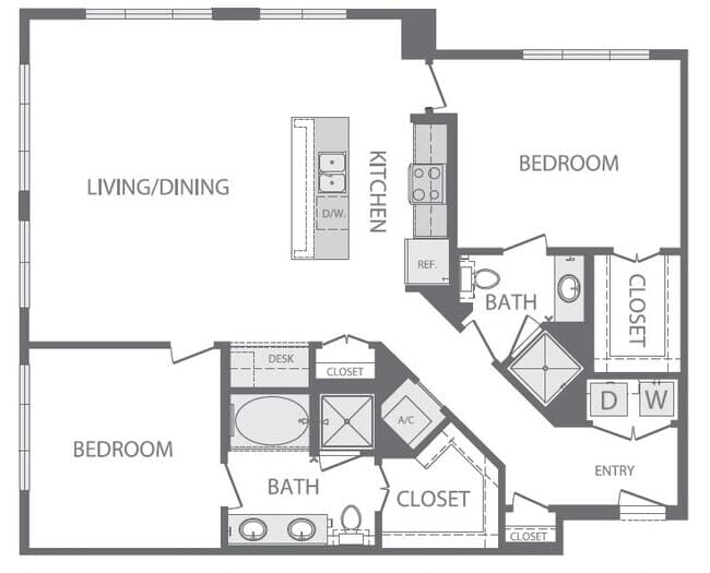 B6 2Bed 2Bath 1311 floor plan