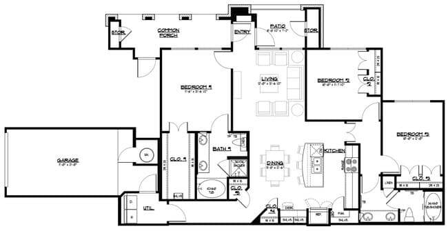 3 Beds • 2 Bath 617 floor plan