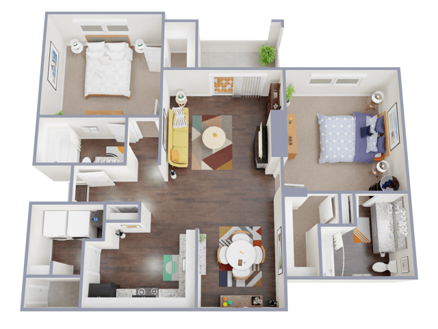 2 Bed, 2 Bath with Garage 18-1835 floor plan
