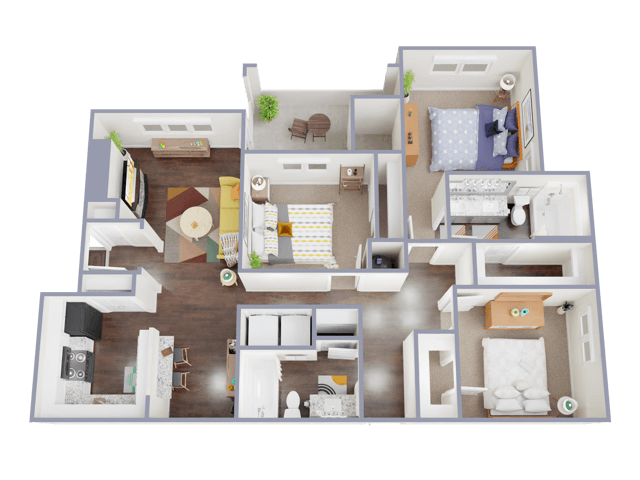 3 Bed, 2 Bath B with Garage 19-1921 floor plan