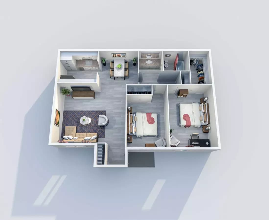 2 Beds • 1 Bath 42 floor plan
