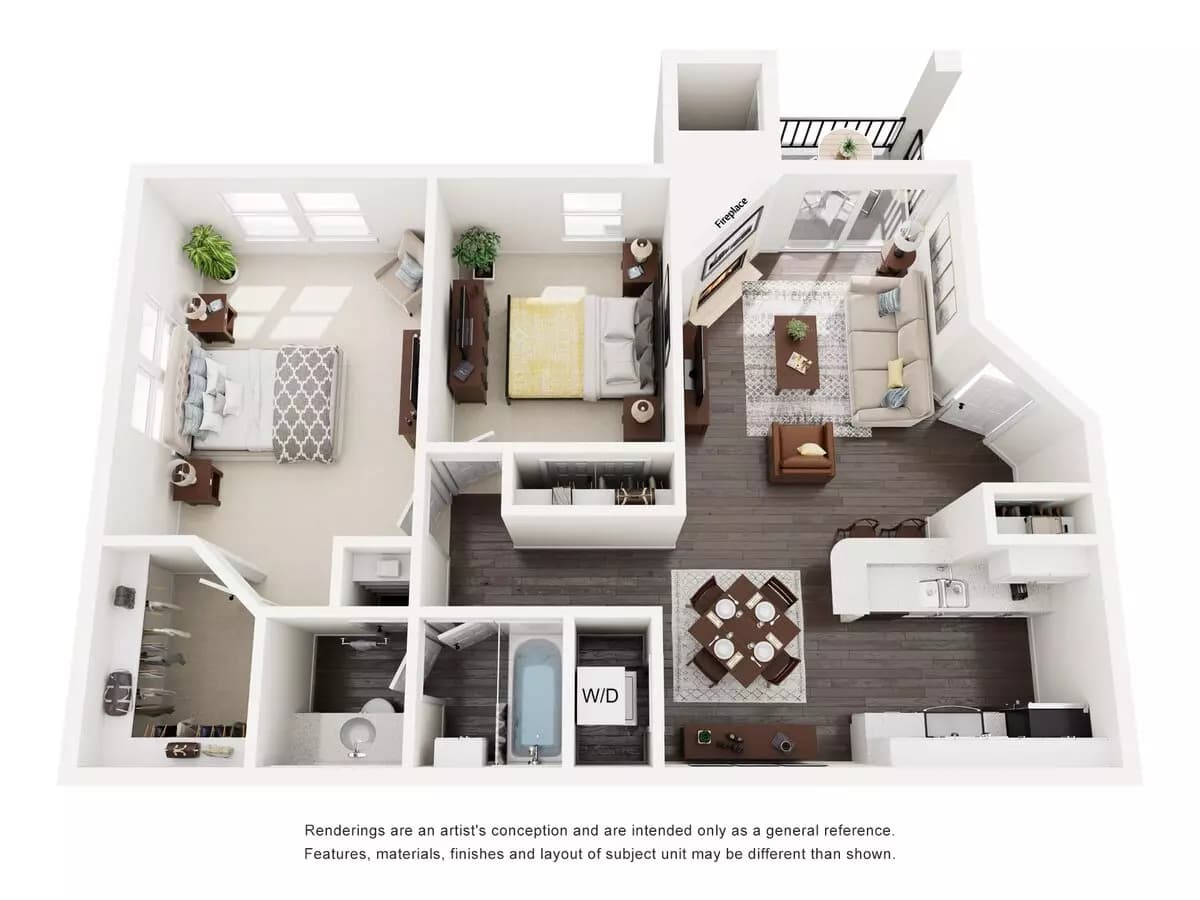 2 Beds • 1 Bath WAITMONT floor plan