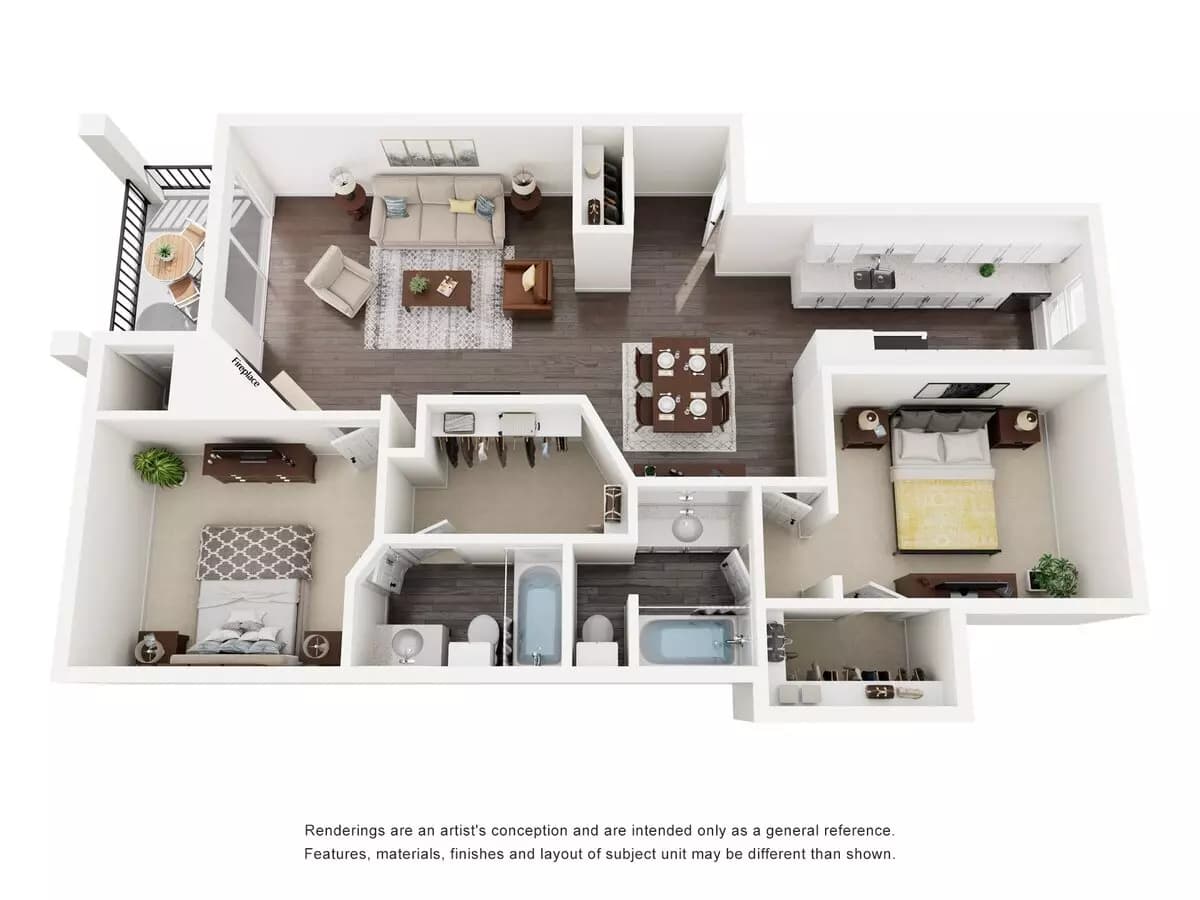 2 Beds • 2 Bath 10202 floor plan