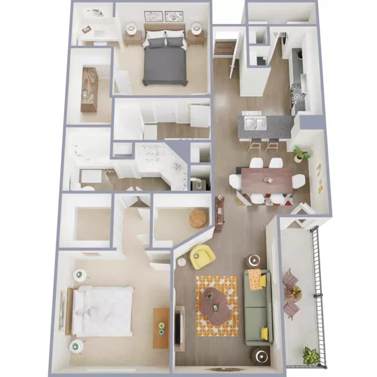 2 Bed, 2 Bath A (80% Income Restricted) 10-10309 floor plan