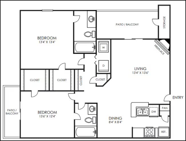 2 Beds • 2 Bath 2101 floor plan